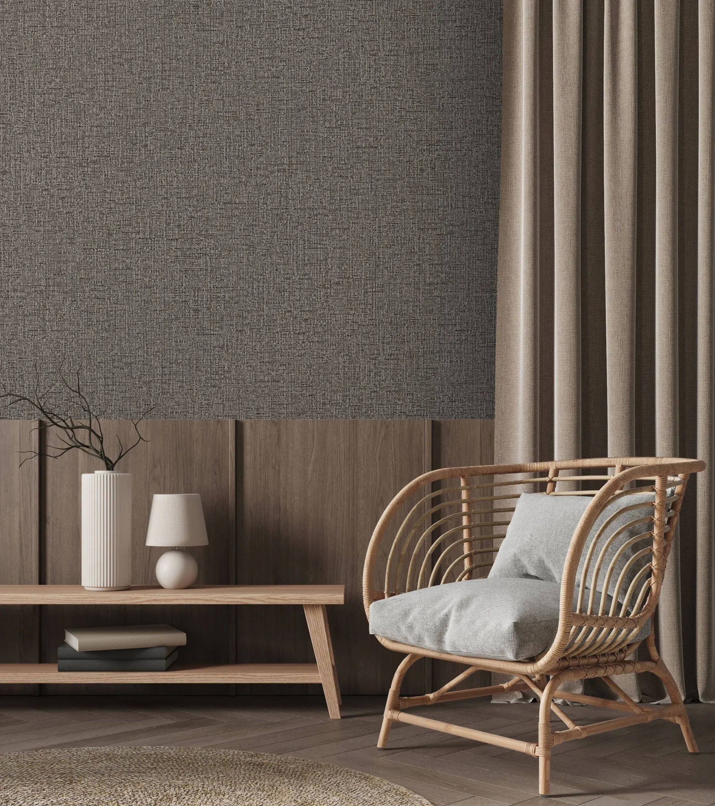 Gray Embossed Wallpaper – Understated Shimmer (24110-5)